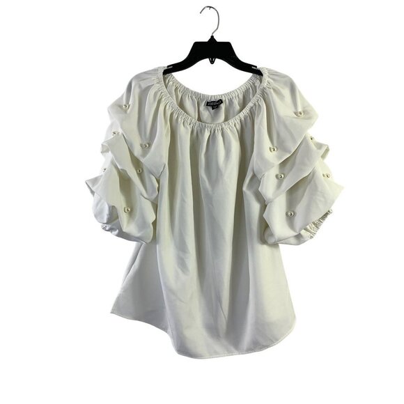 Roz & Ali Tops - Roz & Ali Women's Ruffled Pearl Blouse